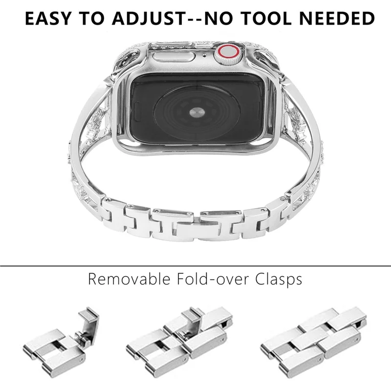 KALEBOL For Apple Watch Series 11 10 42mm / 9 8 7 41mm / SE3 SE2 SE 6 5 4 40mm / 3 2 1 38mm Metal Watch Strap - Rose Gold