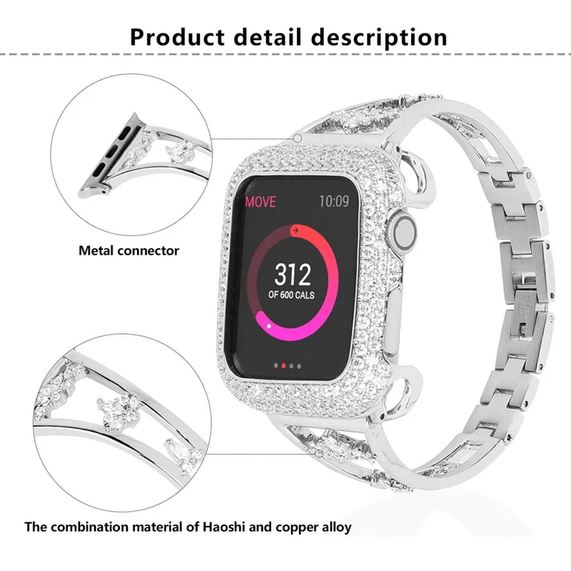 KALEBOL For Apple Watch Series 11 10 42mm / 9 8 7 41mm / SE3 SE2 SE 6 5 4 40mm / 3 2 1 38mm Metal Watch Strap - Rose Gold