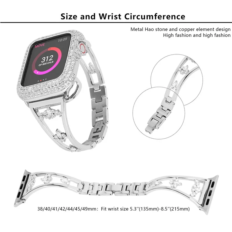 KALEBOL For Apple Watch Series 11 10 42mm / 9 8 7 41mm / SE3 SE2 SE 6 5 4 40mm / 3 2 1 38mm Metal Watch Strap - Rose Gold