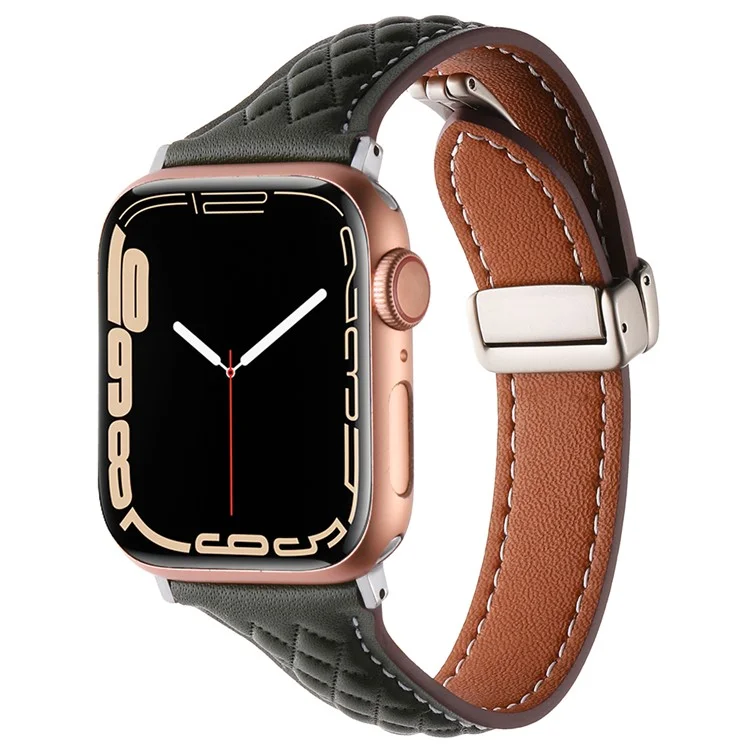 KALEBOL Para Apple Watch 10 46mm / Ultra 2 / Ultra 49mm / 9 8 7 45mm / SE (2023) SE (2022) SE 6 5 4 44mm / 3 2 1 42mm Genuine Leather Watch Band - Verde Oliva
