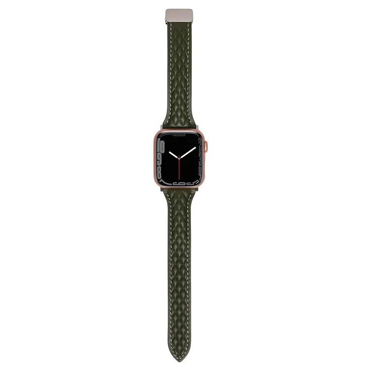 KALEBOL Para Apple Watch 10 46mm / Ultra 2 / Ultra 49mm / 9 8 7 45mm / SE (2023) SE (2022) SE 6 5 4 44mm / 3 2 1 42mm Genuine Leather Watch Band - Verde Oliva