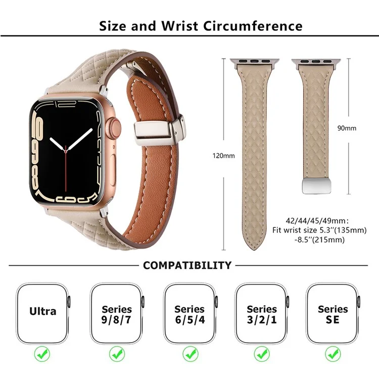 KALEBOL Para Apple Watch 10 46mm / Ultra 2 / Ultra 49mm / 9 8 7 45mm / SE (2023) SE (2022) SE 6 5 4 44mm / 3 2 1 42mm Genuine Leather Watch Band - Verde Oliva