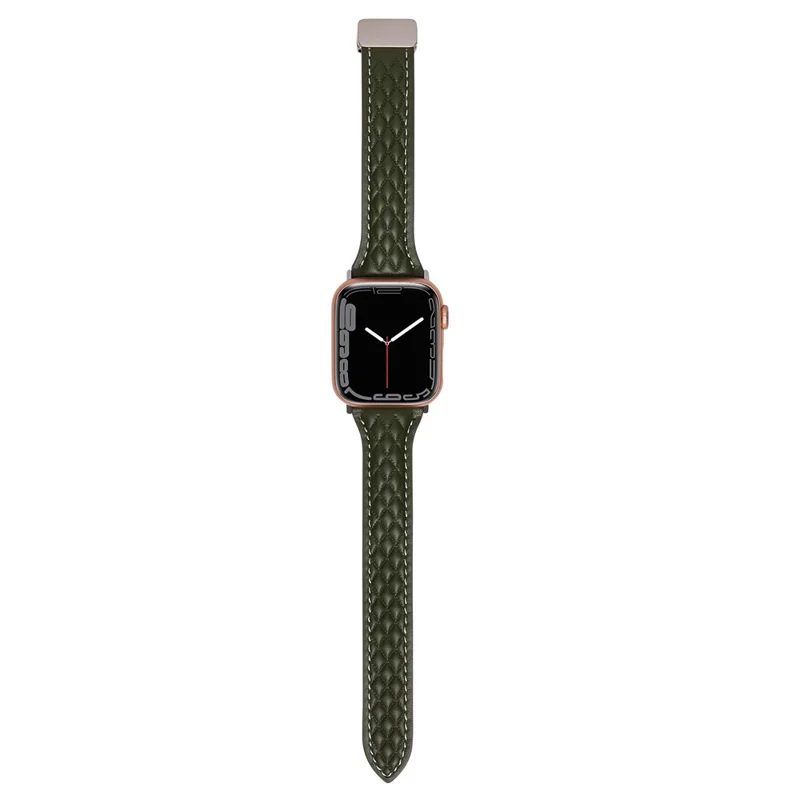 KALEBOL For Apple Watch Series 10 42mm / 9 8 7 41mm / SE (2023) SE (2022) SE 6 5 4 40mm / 3 2 1 38mm Genuine Leather Watch Strap - Olive Green