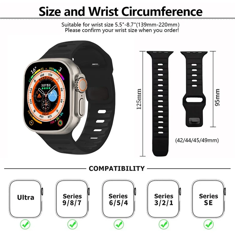 KALEBOL For Apple Watch 10 46mm / Ultra 2 / Ultra 49mm / 9 8 7 45mm / SE (2023) SE (2022) SE 6 5 4 44mm / 3 2 1 42mm Silicone Watch Band - White