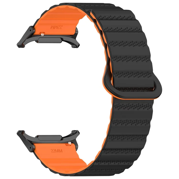 For Samsung Galaxy Watch Ultra 47mm Magnetic Silicone Watch Band Replacement Strap - Black+Orange