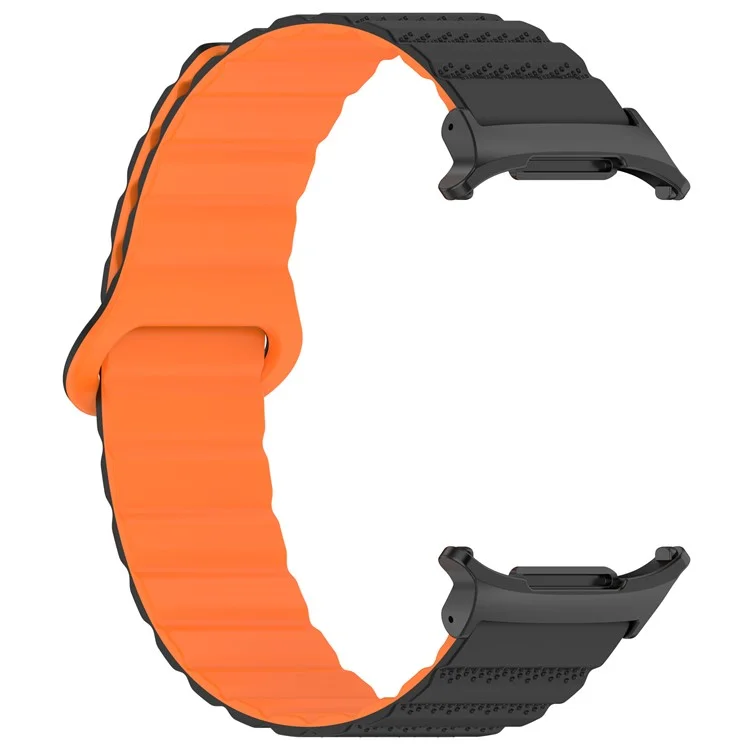For Samsung Galaxy Watch Ultra 47mm Magnetic Silicone Watch Band Replacement Strap - Black+Orange