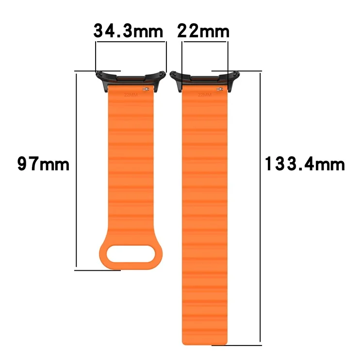 For Samsung Galaxy Watch Ultra 47mm Magnetic Silicone Watch Band Replacement Strap - Black+Orange