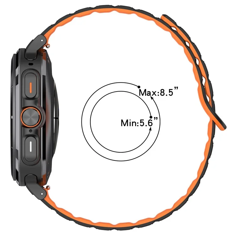 For Samsung Galaxy Watch Ultra 47mm Magnetic Silicone Watch Band Replacement Strap - Black+Orange