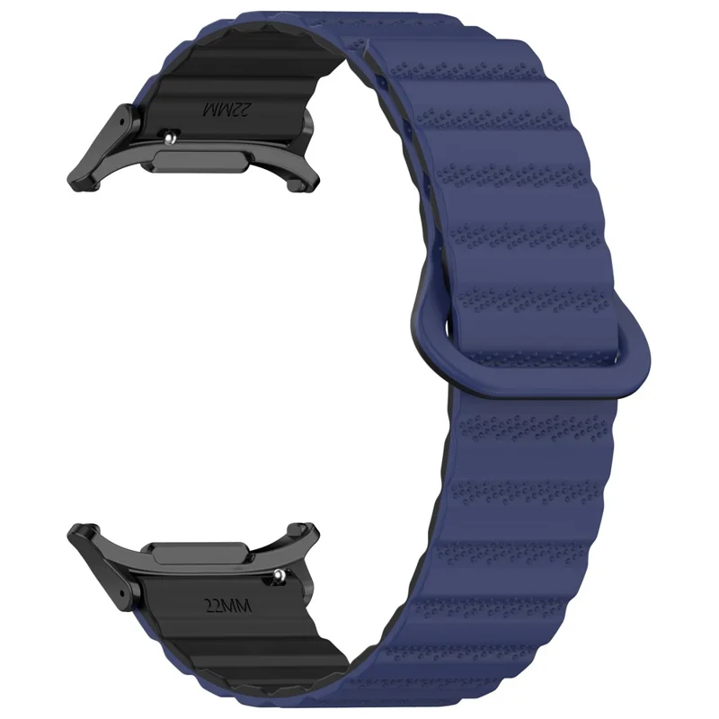 For Samsung Galaxy Watch Ultra 47mm Magnetic Silicone Watch Band Replacement Strap - Dark Blue+Black