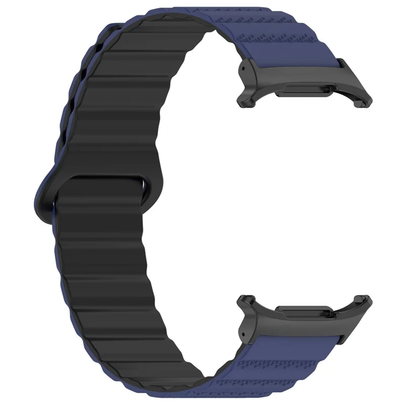 For Samsung Galaxy Watch Ultra 47mm Magnetic Silicone Watch Band Replacement Strap - Dark Blue+Black