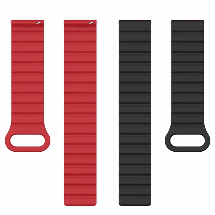 Per Garmin Forerunner 255S Cinturino in silicone magnetico universale da 18 mm regolabile - Nero+Rosso