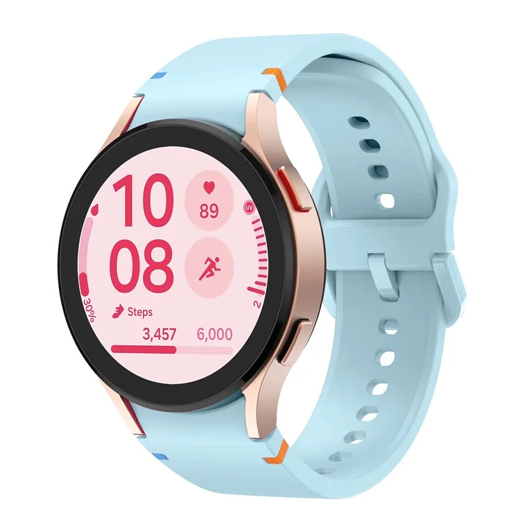 Per Samsung Galaxy Watch FE / 7 / 6 / 5 / 4 Stitching Line Decor Watch Band Replacement Silicone Strap - Baby Blue