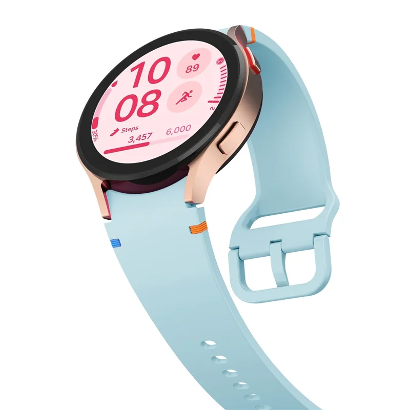 Per Samsung Galaxy Watch FE / 7 / 6 / 5 / 4 Stitching Line Decor Watch Band Replacement Silicone Strap - Baby Blue