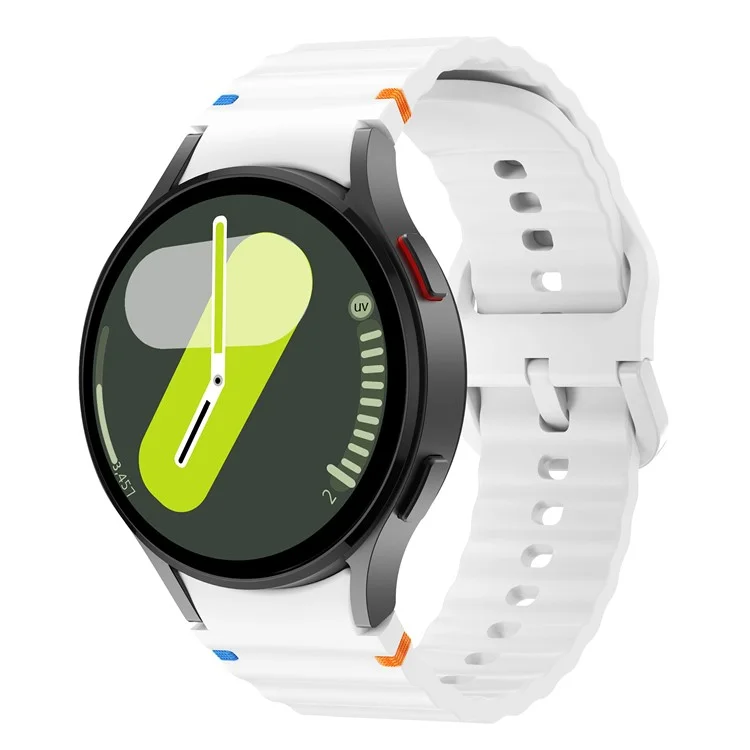 Per Samsung Galaxy Watch FE / 7 / 6 / 5 / 4 Wave Design Watch Band Stitching Line Decor Cinturino in Silicone - Bianco