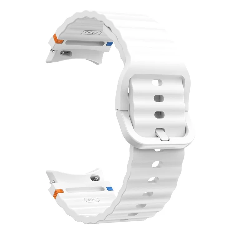Per Samsung Galaxy Watch FE / 7 / 6 / 5 / 4 Wave Design Watch Band Stitching Line Decor Cinturino in Silicone - Bianco