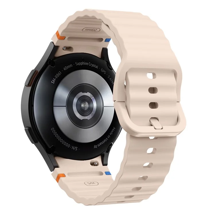Per Samsung Galaxy Watch FE / 7 / 6 / 5 / 4 Wave Design Watch Band Stitching Line Decor Cinturino in Silicone - Rosa