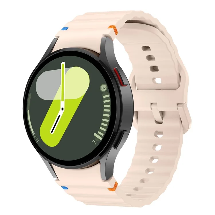 Per Samsung Galaxy Watch FE / 7 / 6 / 5 / 4 Wave Design Watch Band Stitching Line Decor Cinturino in Silicone - Rosa