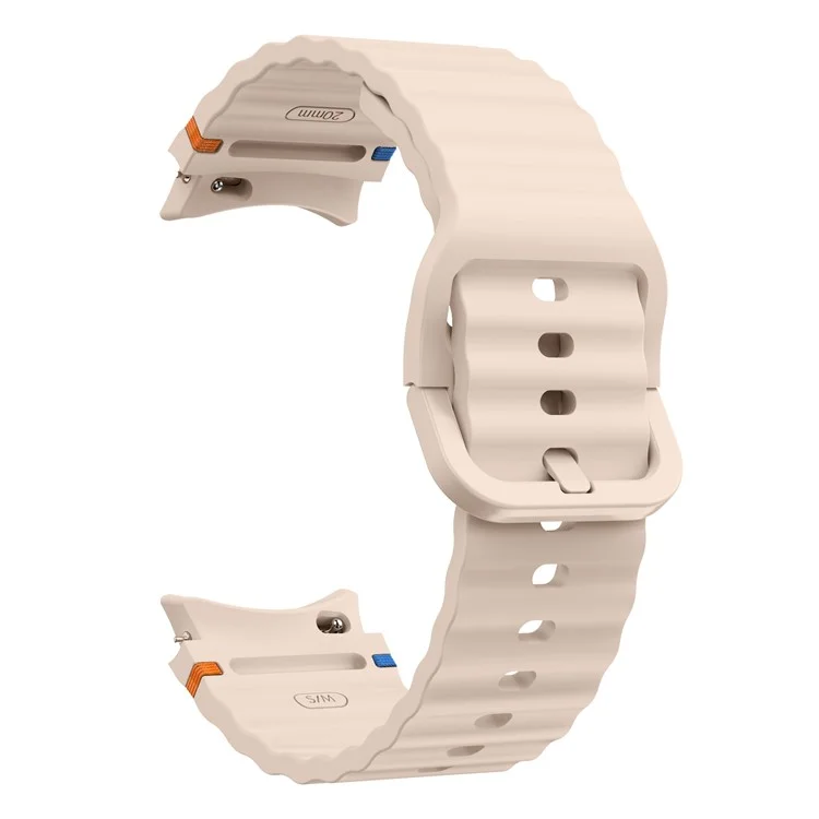 Per Samsung Galaxy Watch FE / 7 / 6 / 5 / 4 Wave Design Watch Band Stitching Line Decor Cinturino in Silicone - Rosa