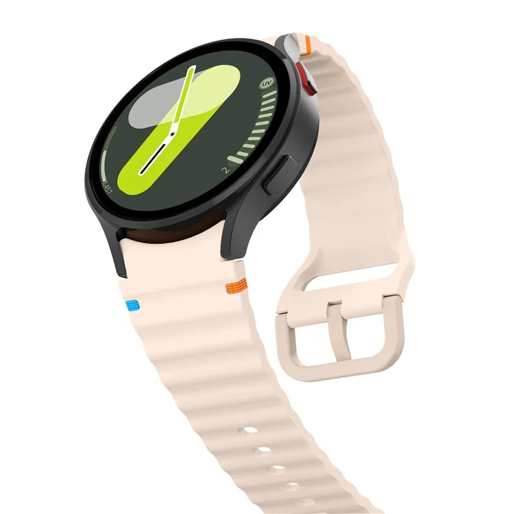 Per Samsung Galaxy Watch FE / 7 / 6 / 5 / 4 Wave Design Watch Band Stitching Line Decor Cinturino in Silicone - Rosa