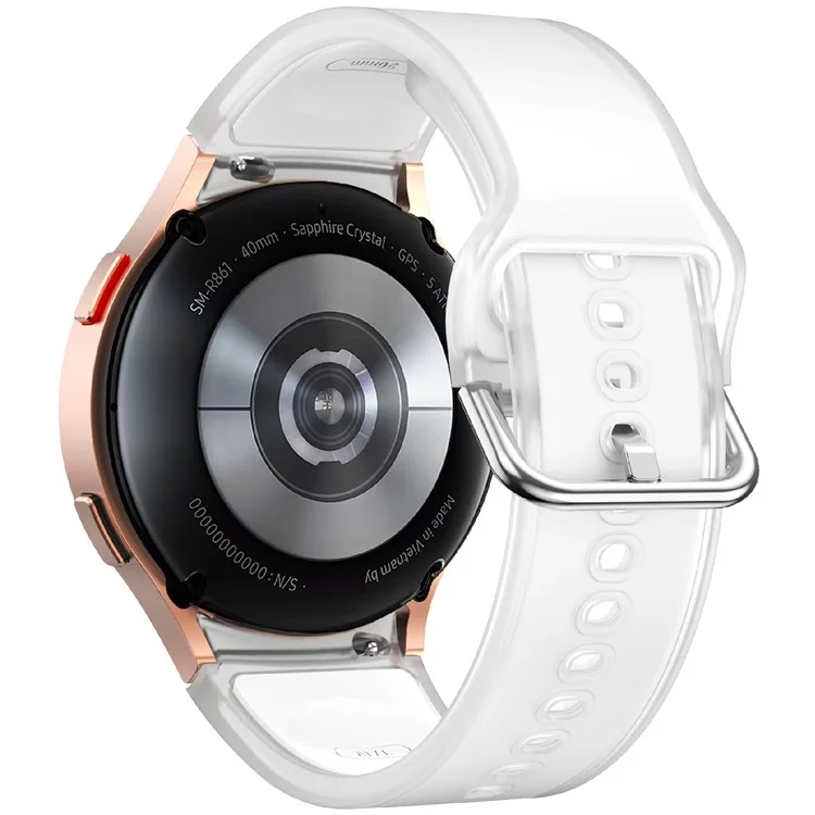 Para Samsung Galaxy Watch FE / 7 / 6 / 5 / 4 Transparent Design Watch Band Adjustable Silicone Strap - Transparent White