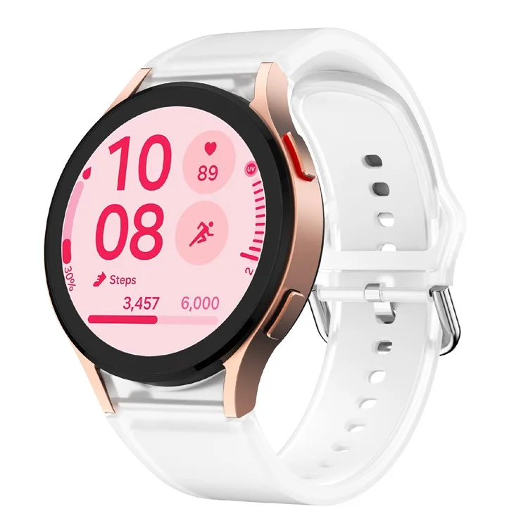 Para Samsung Galaxy Watch FE / 7 / 6 / 5 / 4 Transparent Design Watch Band Adjustable Silicone Strap - Transparent White