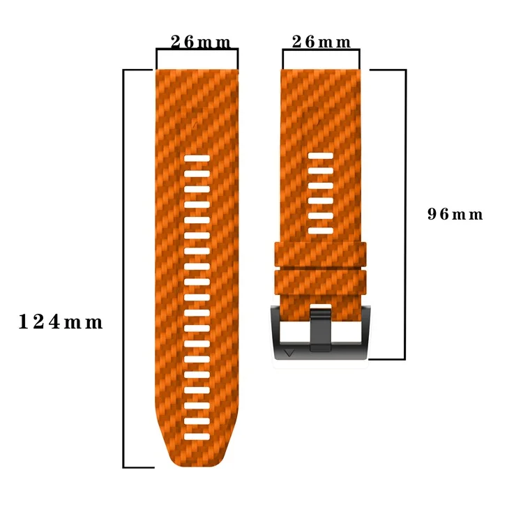 For Garmin Fenix 7X Quickfit 26mm Carbon Fiber Texture Watch Strap Adjustable Silicone Band - Black