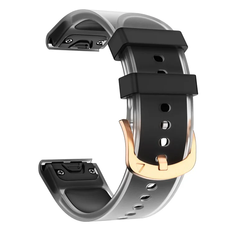 For Garmin Fenix 7S Quickfit 20mm Transparent Design Watch Strap Adjustable Silicone Band - Black