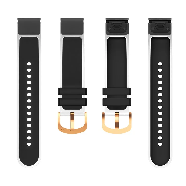 For Garmin Fenix 7S Quickfit 20mm Transparent Design Watch Strap Adjustable Silicone Band - Black