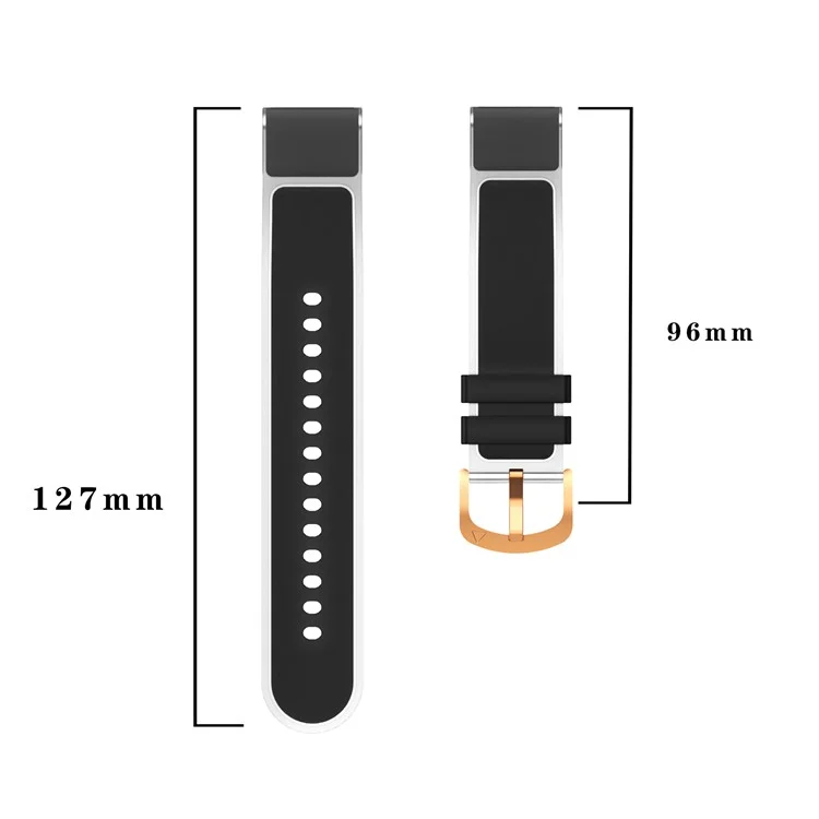 For Garmin Fenix 7S Quickfit 20mm Transparent Design Watch Strap Adjustable Silicone Band - Black