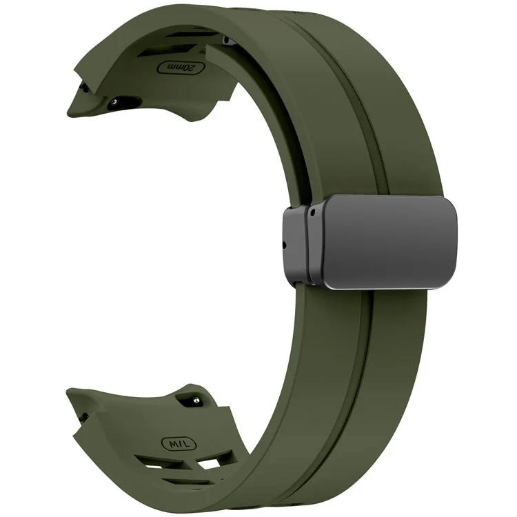 For Samsung Galaxy Watch FE / 7 / 6 / 5 / 4 Watch Band Stylish Silicone Strap with Magnetic Folding Buckle - Army Green