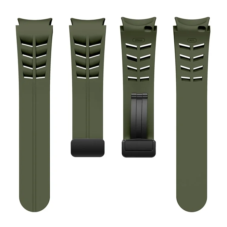 For Samsung Galaxy Watch FE / 7 / 6 / 5 / 4 Watch Band Stylish Silicone Strap with Magnetic Folding Buckle - Army Green