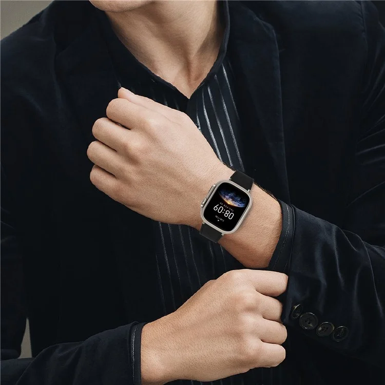 Для Apple Watch 10 46mm / Ultra 2 / Ultra 49mm / 9 8 7 45mm / SE (2023) SE (2022) SE 6 5 4 44mm / 3 2 1 42mm Оригинальный Кожаный Ремешок для Часов - Черный