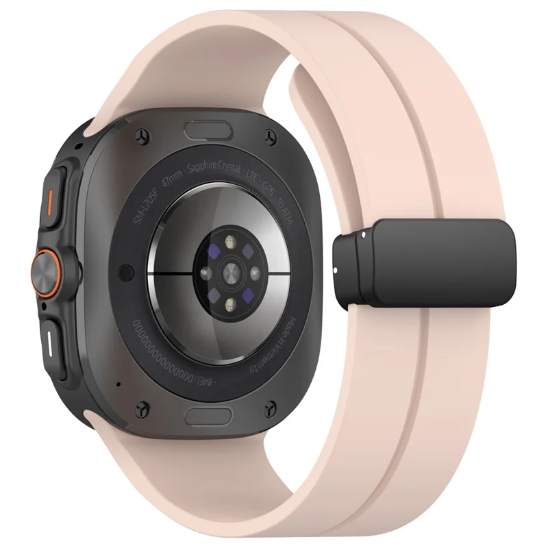 Para Samsung Galaxy Watch Ultra 47mm Silicone Watch Band Fecho Magnético Dobrável Pulseira - Rosa
