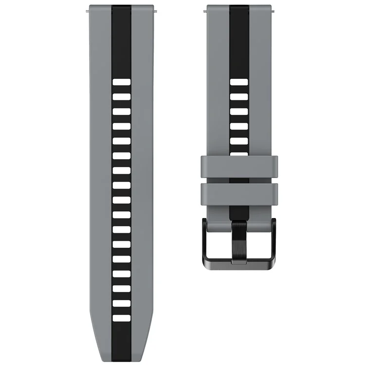 For Huawei Watch GT 3 42mm / GT 3 Pro 43mm Universal 20mm Smartwatch Strap Silicone Wrist Band - Dark Grey+Black