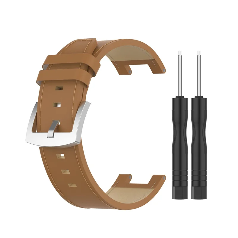 Cowhide Leather Watch Band Strap for Huami Amazfit T-Rex A1918 - Brown