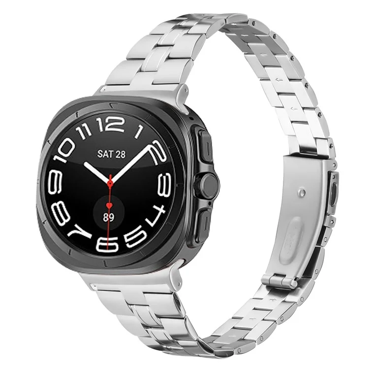 For Samsung Galaxy Watch Ultra 47mm Watch Strap Slim Stainless Steel Band - Silver