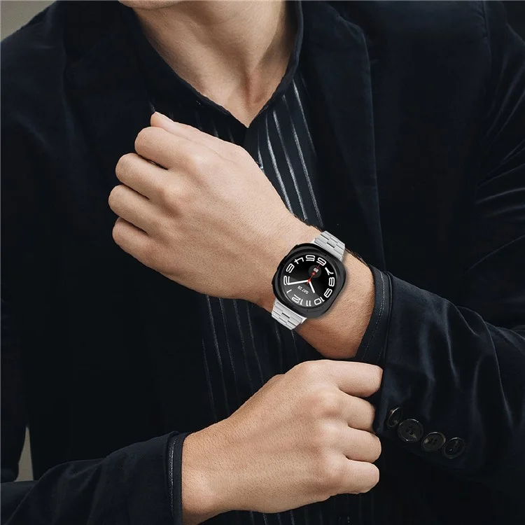 For Samsung Galaxy Watch Ultra 47mm Watch Strap Slim Stainless Steel Band - Silver