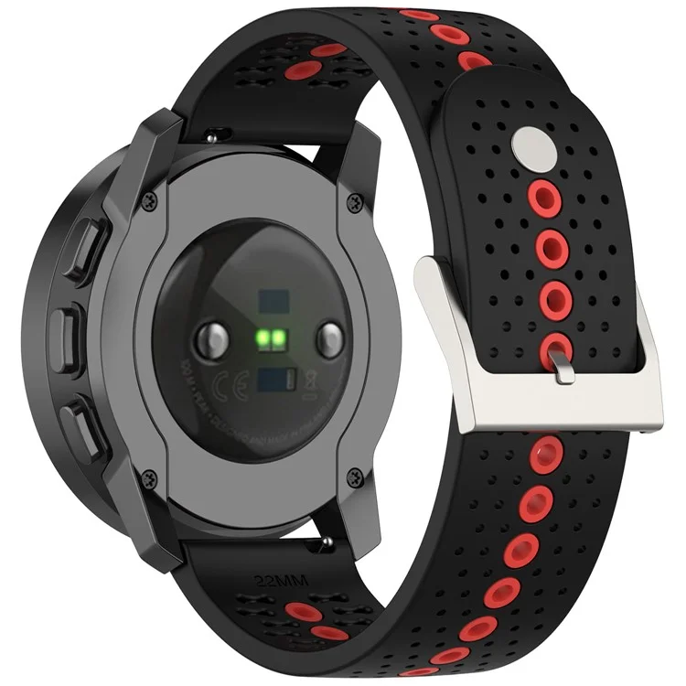 Per Huawei Watch 4 / 4 Pro / GT 4 46mm Color Holes Watch Strap 22mm Universal Silicone Band - Nero+Arancione Rosso