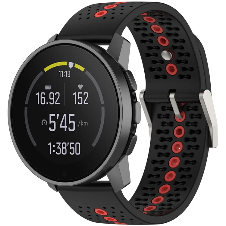 Per Huawei Watch 4 / 4 Pro / GT 4 46mm Color Holes Watch Strap 22mm Universal Silicone Band - Nero+Arancione Rosso