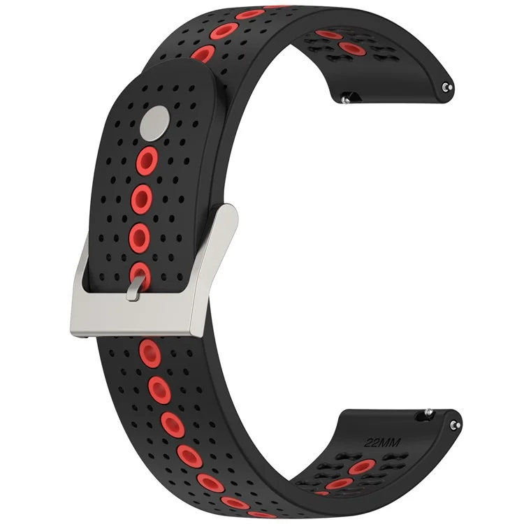 Per Huawei Watch 4 / 4 Pro / GT 4 46mm Color Holes Watch Strap 22mm Universal Silicone Band - Nero+Arancione Rosso