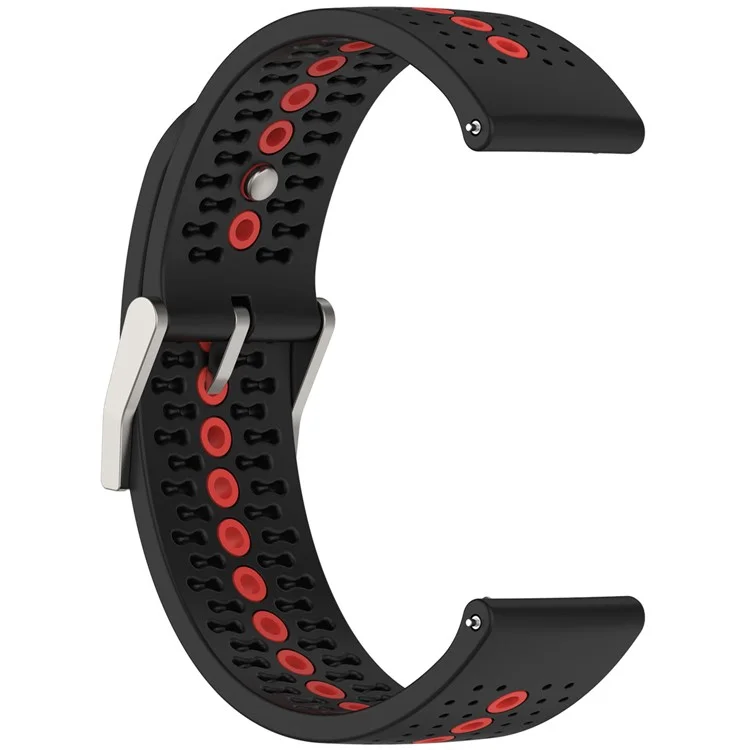 Per Huawei Watch 4 / 4 Pro / GT 4 46mm Color Holes Watch Strap 22mm Universal Silicone Band - Nero+Arancione Rosso