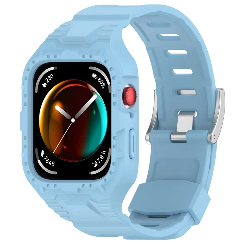 For Huawei Watch Fit 3 Watch Strap Integrated TPU Wrist Band with Case - Sky Blue