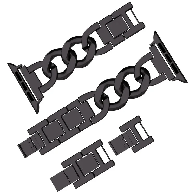 Für Apple Watch 10 46mm / Ultra 2 / Ultra 49mm / 9 8 7 45mm / SE (2023) SE (2022) SE 6 5 4 44mm / 3 2 1 42mm Metallkette Smartwatch-Band - Schwarz