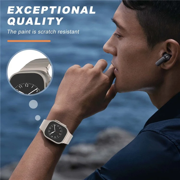Para Apple Watch 10 46mm / Ultra 2 / Ultra 49mm / 9 8 7 45mm / SE (2023) SE (2022) SE 6 5 4 44mm / 3 2 1 42mm Substituição 1-Bead Alloy Watch Band - Titânio
