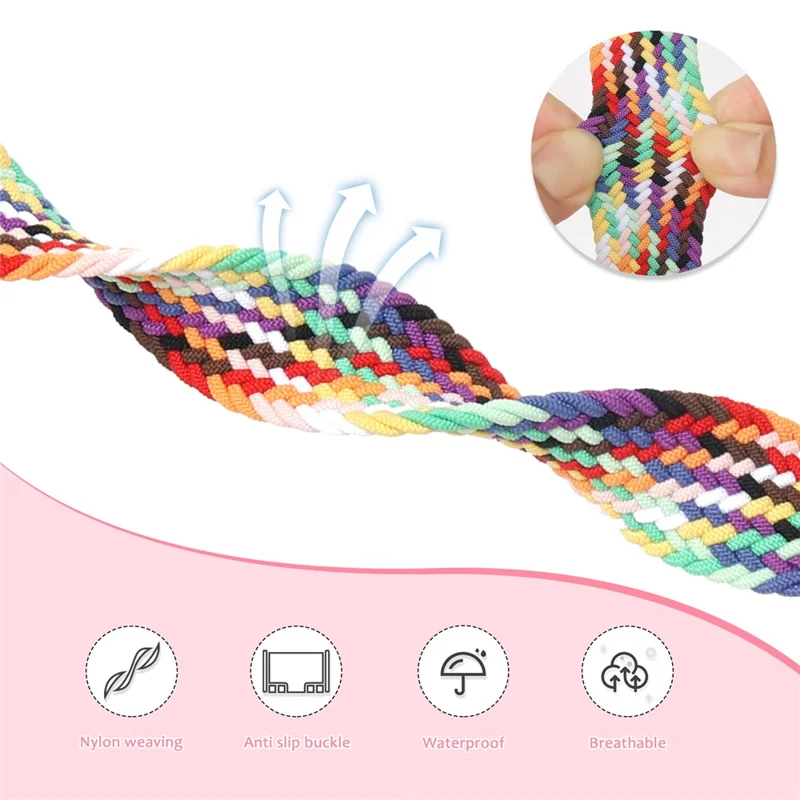 Per Samsung Galaxy Watch Ultra 47mm Braided Wrist Band Magnetic Folding Buckle Watch Strap - Rainbow