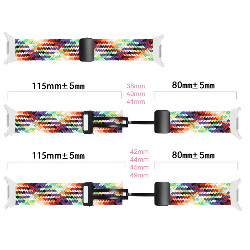 Per Samsung Galaxy Watch Ultra 47mm Braided Wrist Band Magnetic Folding Buckle Watch Strap - Rainbow