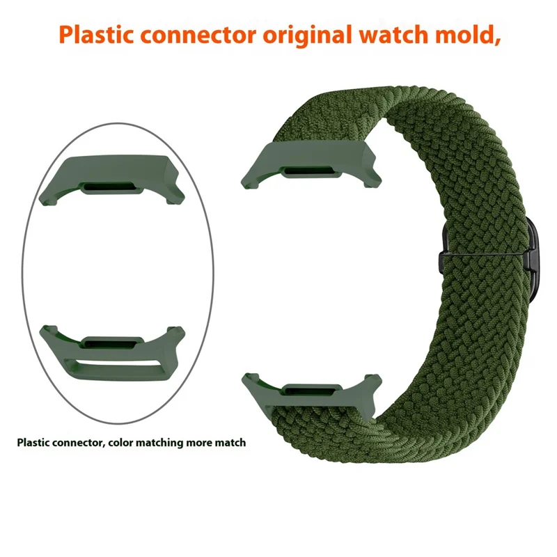 For Samsung Galaxy Watch Ultra 47mm Braided Watch Band Adjustable Nylon Replacement Strap - Green / Black Buckle