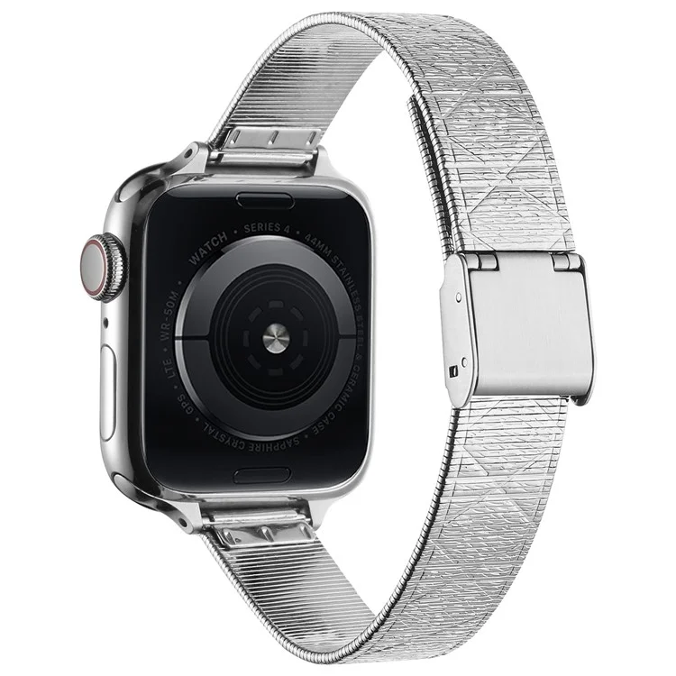 For Apple Watch 10 46mm / Ultra 2 / Ultra 49mm / 9 8 7 45mm / SE (2023) SE (2022) SE 6 5 4 44mm / 3 2 1 42mm Rhombus Grid Stainless Steel Watch Band - Silver