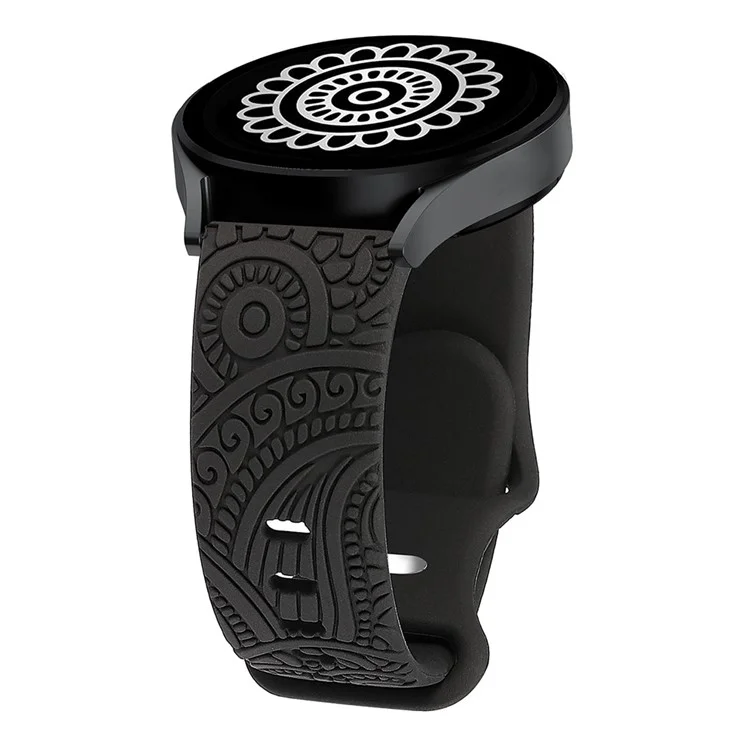Carven Pattern Silicone Wrist Strap Universal Smart Bracelet Band 20mm - Black