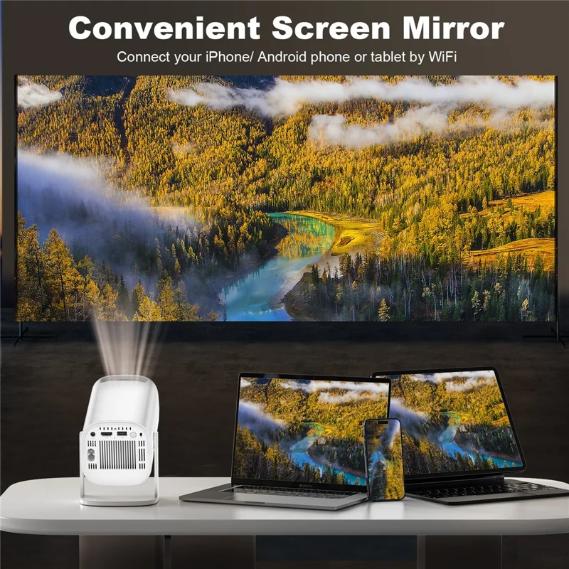 P30 Mini Projector Android 11 WiFi 6 4K 1080P Bluetooth-compatible 5.0 Home Cinema Projector - White / US Plug